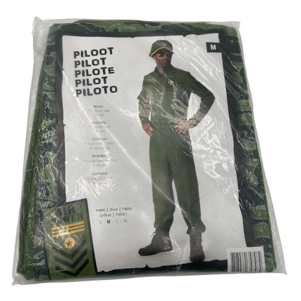 Piloot Verkleedkostuum Heren – Inclusief Overall & Pet – Maat M L XL
