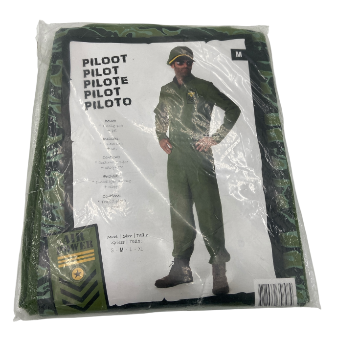 Piloot Verkleedkostuum Heren – Inclusief Overall & Pet – Maat M L XL