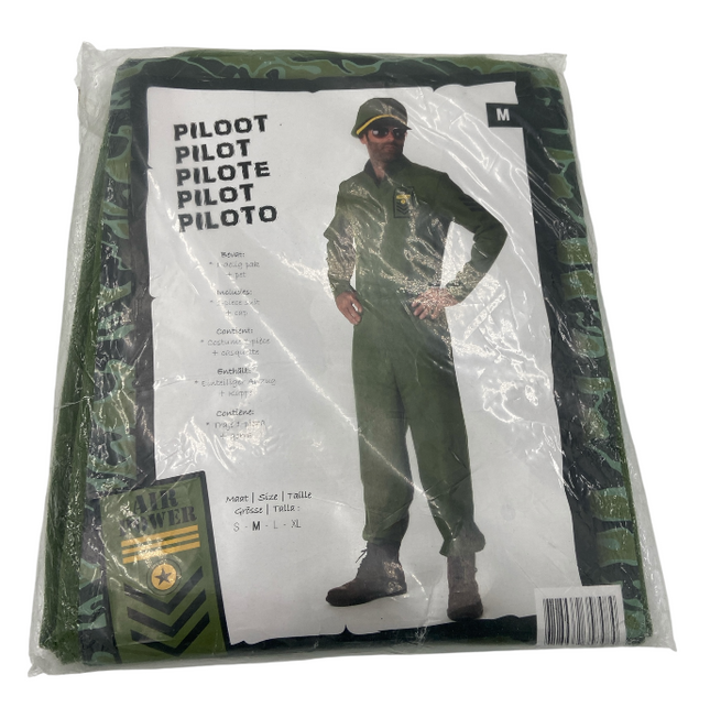 Piloot Verkleedkostuum Heren – Inclusief Overall & Pet – Maat M L XL