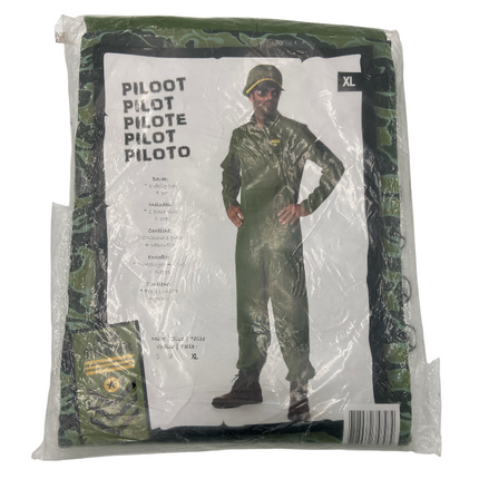 Piloot Verkleedkostuum Heren – Inclusief Overall & Pet – Maat M L XL