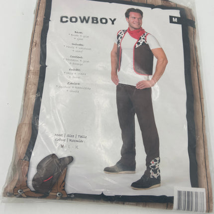 Cowboy Kostuum Heren – Verkleedset met Broek, Gilet & Sjaal – Maat M / L / XL