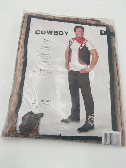 Cowboy Kostuum Heren – Verkleedset met Broek, Gilet & Sjaal – Maat M / L / XL