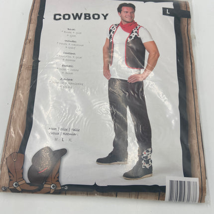 Cowboy Kostuum Heren – Verkleedset met Broek, Gilet & Sjaal – Maat M / L / XL