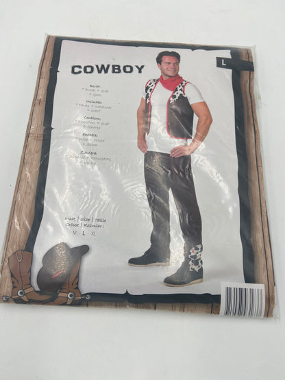 Cowboy Kostuum Heren – Verkleedset met Broek, Gilet & Sjaal – Maat M / L / XL