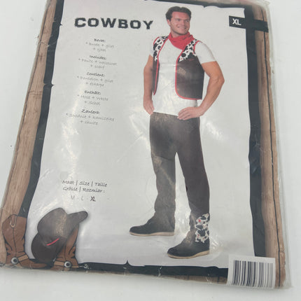 Cowboy Kostuum Heren – Verkleedset met Broek, Gilet & Sjaal – Maat M / L / XL