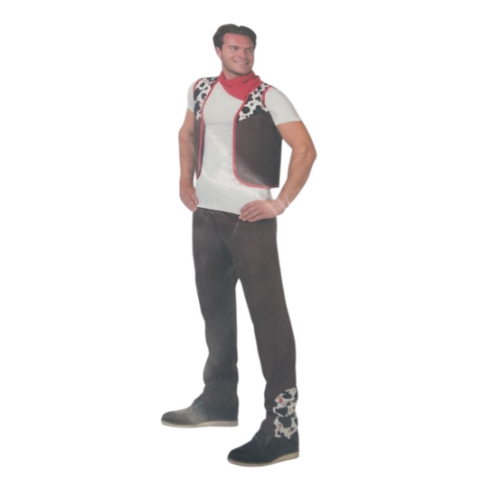 Cowboy Kostuum Heren – Verkleedset met Broek, Gilet & Sjaal – Maat M / L / XL
