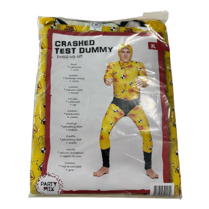 Crashed Test Dummy Kostuum – Maat S, M, L – Verkleedpak met Muts