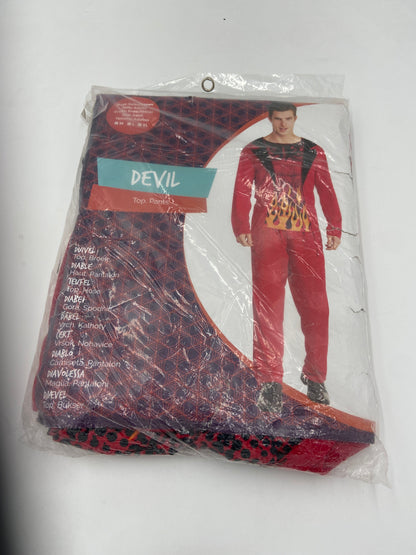 Duivelskostuum Rood met Vlammenprint – Maat M, L, XL – Volwassenen