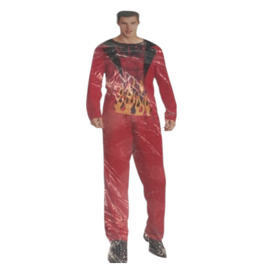 Duivelskostuum Rood met Vlammenprint – Maat M, L, XL – Volwassenen