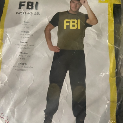 FBI Verkleed Kostuum Heren – Inclusief Broek, Top & Pet – Maat M L XL