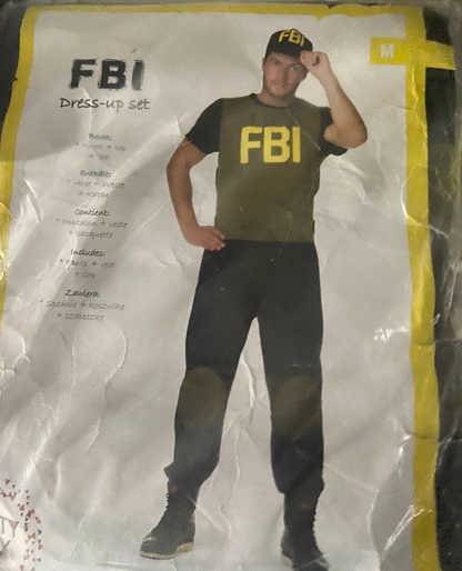 FBI Verkleed Kostuum Heren – Inclusief Broek, Top & Pet – Maat M L XL