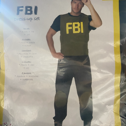 FBI Verkleed Kostuum Heren – Inclusief Broek, Top & Pet – Maat M L XL