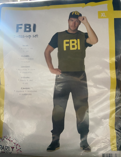 FBI Verkleed Kostuum Heren – Inclusief Broek, Top & Pet – Maat M L XL