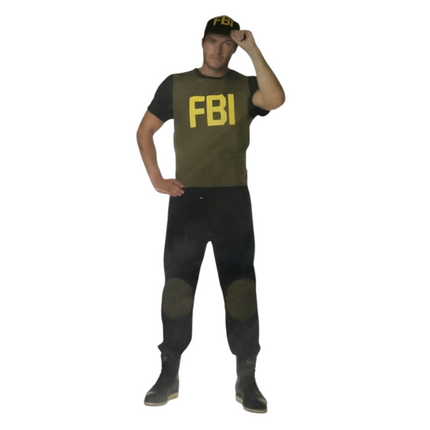 FBI Verkleed Kostuum Heren – Inclusief Broek, Top & Pet – Maat M L XL