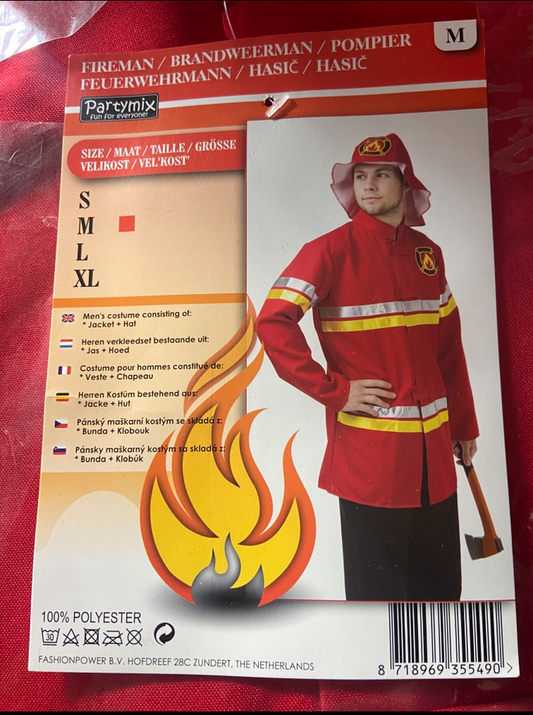 Brandweerman Kostuum Heren – Jas & Hoed – Maat M – Partymix