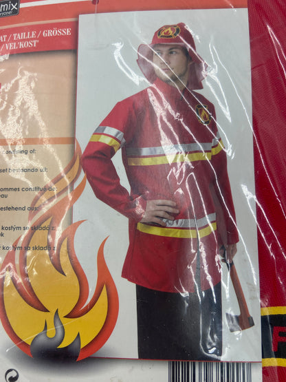 Brandweerman Kostuum Heren – Jas & Hoed – Maat M – Partymix