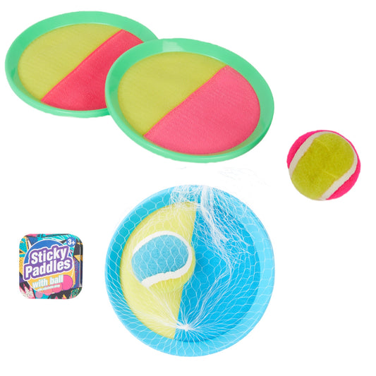 Self Stick Paddle Tennis Toy Toss &amp; Catch Sports Ball Game Set - Perfect for outdoor games and activities!