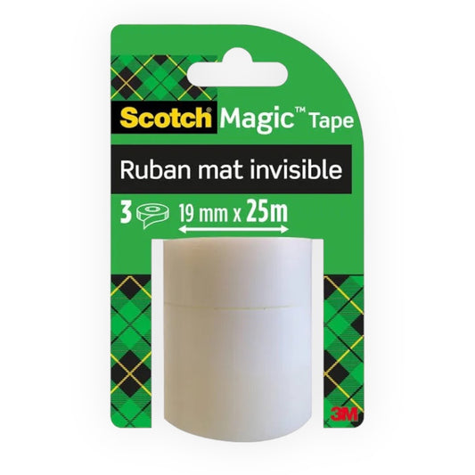 Scotch® Magic™ Adhesive Tape / Tape, Refills, 19 mm x 25 m, 3 Rolls/Card