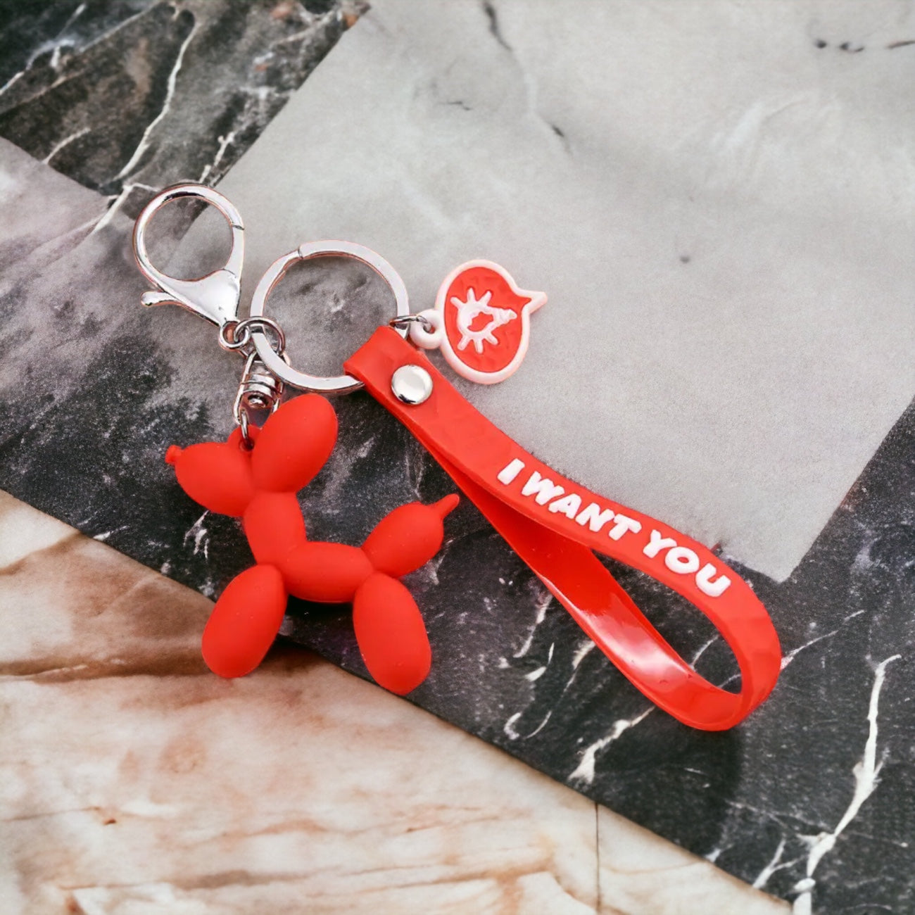 Cute Keychain with Dog With Flap "I Want You"