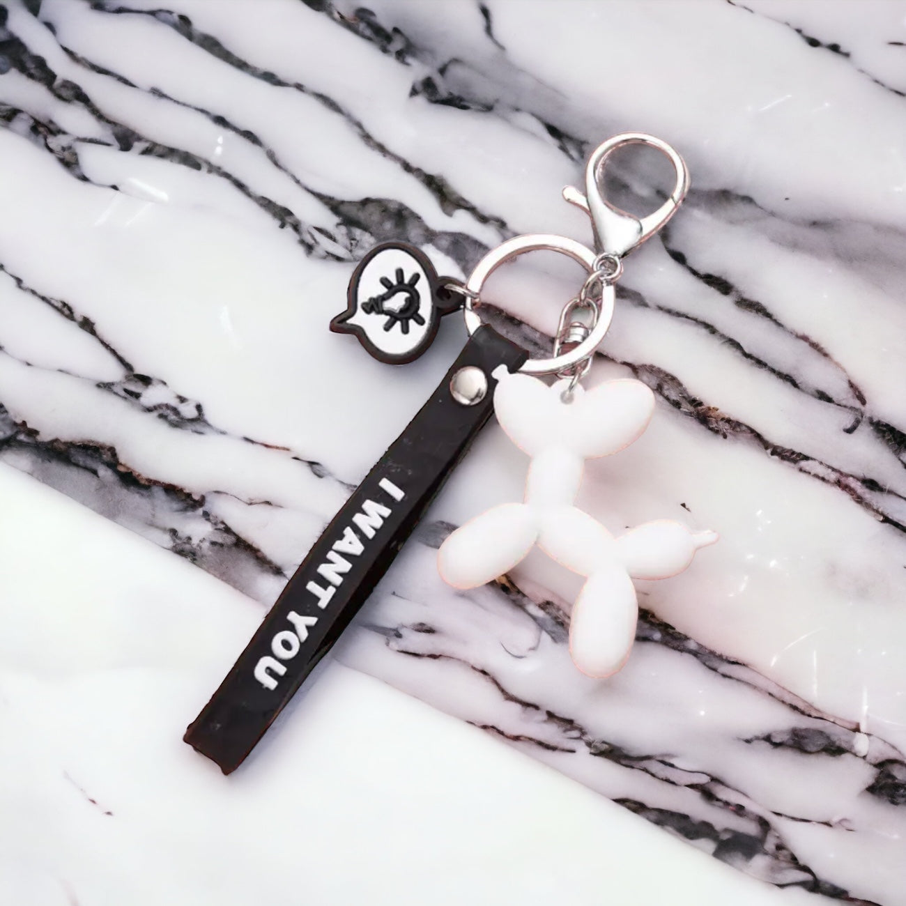 Cute Keychain with Dog With Flap "I Want You"