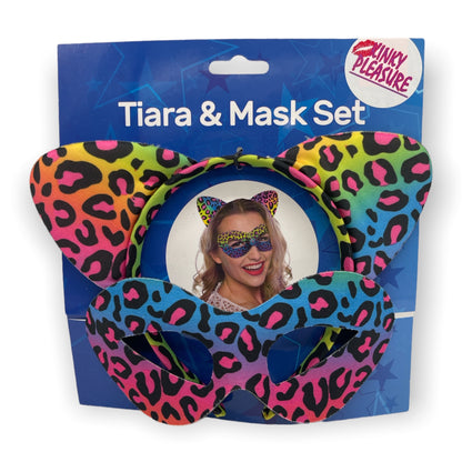 Rainbow Colored Panther Dress Up Set - Tiara and Mask