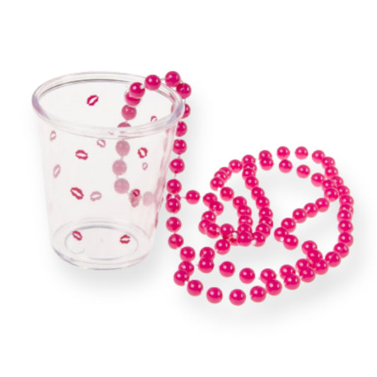 Kinky Pleasure Shot Glass Necklace with Lips Motif - Always a Shot Within Reach!