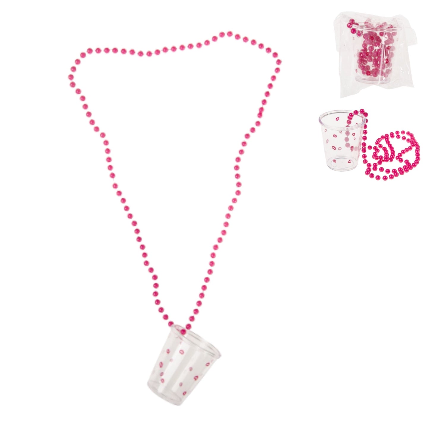 Kinky Pleasure Shot Glass Necklace with Lips Motif - Always a Shot Within Reach!