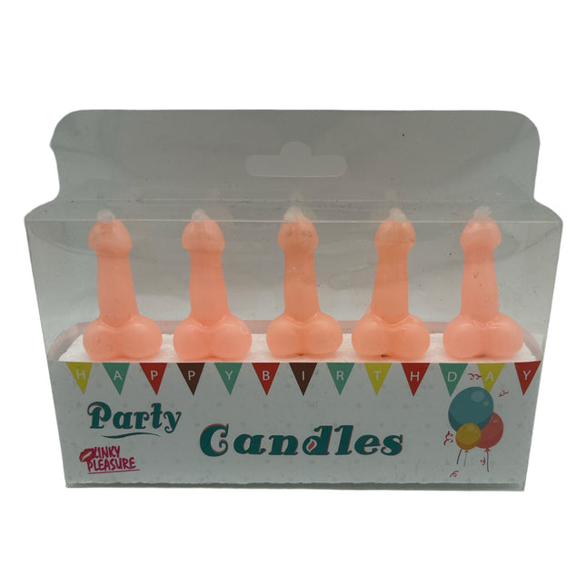 Piemel Kaarsjes - Speelse Sfeermakers in Beige, Roze en Paars (Set van 5)