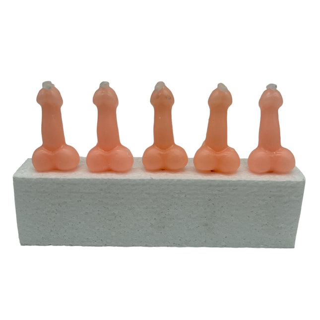 Piemel Kaarsjes - Speelse Sfeermakers in Beige, Roze en Paars (Set van 5)
