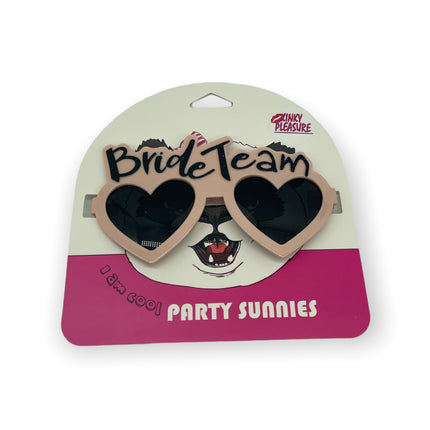 Maak een statement met de Grappige Bril Voor Vrijgezellenfeest ''Bride Team'' Roze