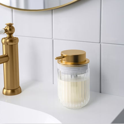 Elegant Zeeppompje Glas met Gouden Pompje - Voor een Stijlvolle Badkamer