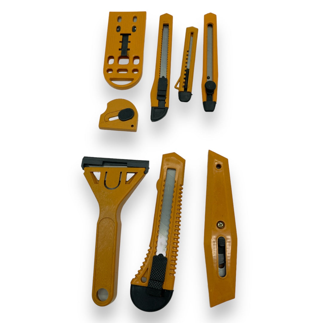 Veelzijdige Magazijn Messen Set - 8 Stuks Geel - Perfect voor Diverse Toepassingen