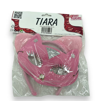 Cat Mask with Tiara Pink - Add a playful and enchanting element to your catty adventures!