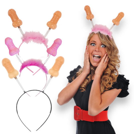 Feestelijke Penis Tiara - Perfect voor Bachelor Party - Beschikbaar in Beige, Roze en Beige/Roze - Afmetingen: 27x11cm