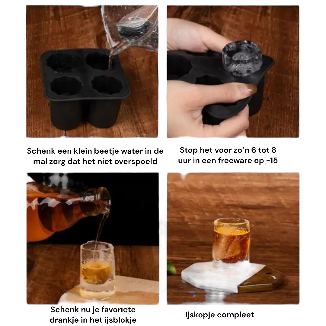 Handy 4-Piece Silicone Ice Shot Glass Mold - Perfect for Summer Ice Cold Drinks!