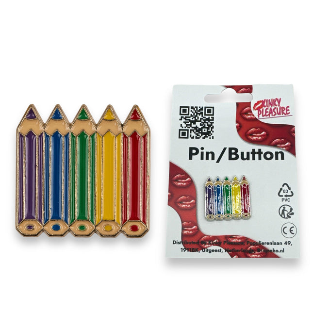 Regenboog Potloodjes Pin – Creatieve LGBTQ+ Pride Speld