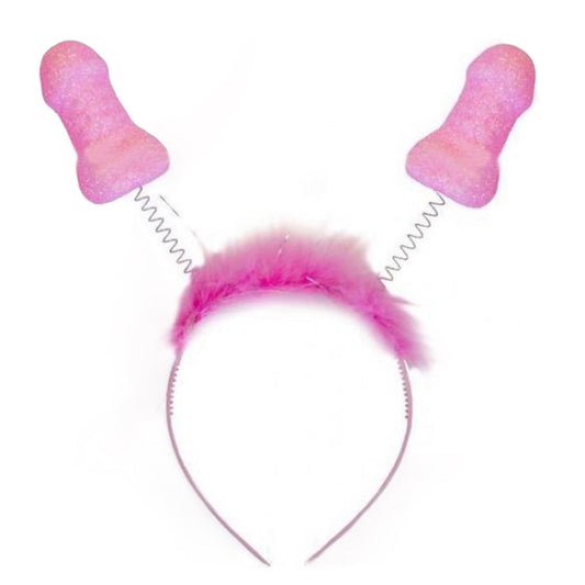 Penis Diadeem met Springende Piemels – Roze Veren