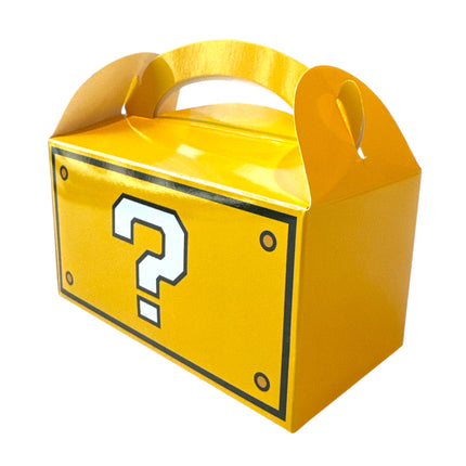 Gele Traktatiedoos met Handvat 15x8x8 cm – Cadeaudoos met Vraagteken
