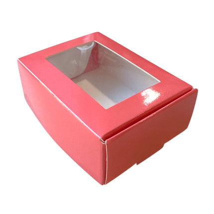 Rode/Roze Cadeaudoos met Venster 8,5x6x3 cm – Luxe Geschenkverpakking