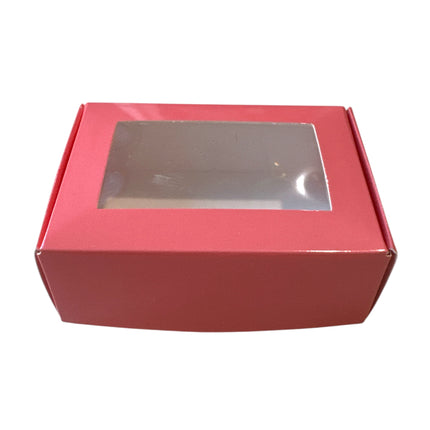 Rode/Roze Cadeaudoos met Venster 8,5x6x3 cm – Luxe Geschenkverpakking
