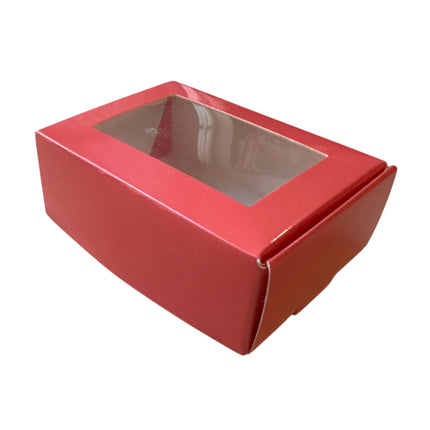 Rode/Roze Cadeaudoos met Venster 8,5x6x3 cm – Luxe Geschenkverpakking
