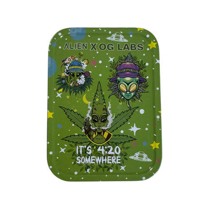 Metalen Opbergdoos Alien 420 Design 11x8 cm – Groen Cartoon Blikje