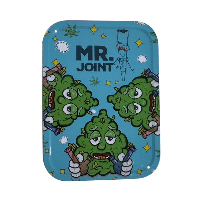 Mr. Joint Metalen Opbergdoos Blauw 11x8x2,5 cm – Cannabis Cartoon Tin Box