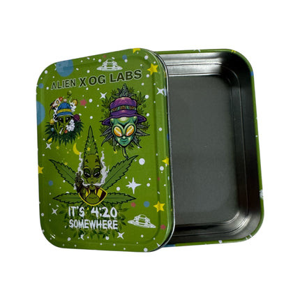 Metalen Opbergdoos Alien 420 Design 11x8 cm – Groen Cartoon Blikje
