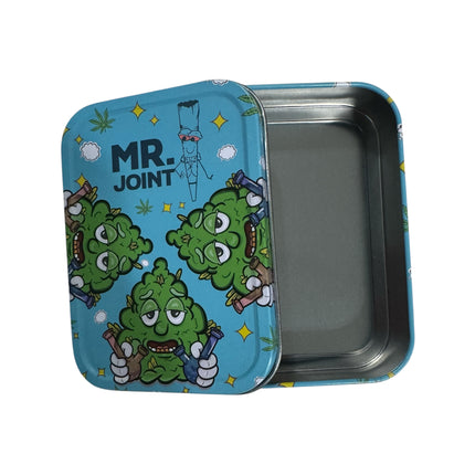 Mr. Joint Metalen Opbergdoos Blauw 11x8x2,5 cm – Cannabis Cartoon Tin Box