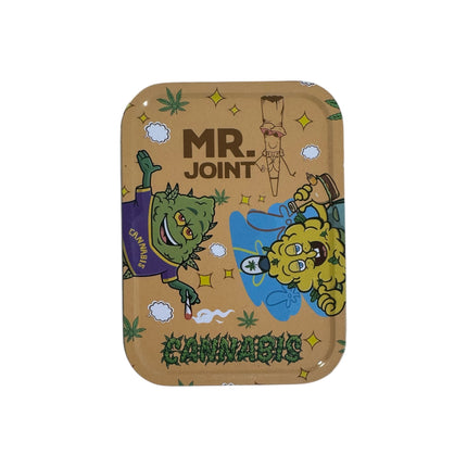 Mr. Joint Metalen Opbergdoos Cannabis Beige 11x8x2,5 cm – Tin Box met Schuifdeksel