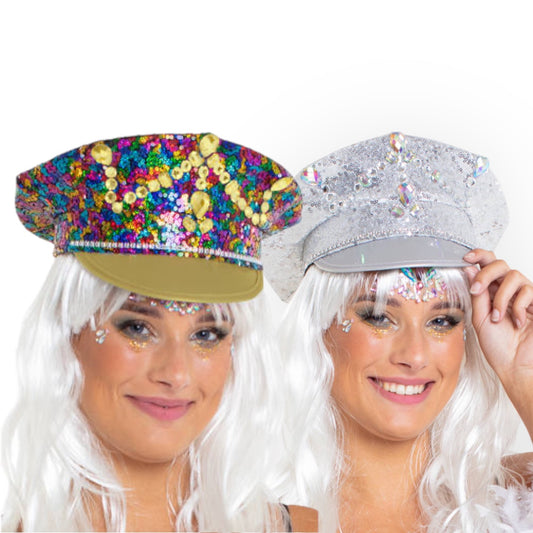 Police Caps 2 Deluxe Models - Stylish Accessories for Carnival and Theme Parties