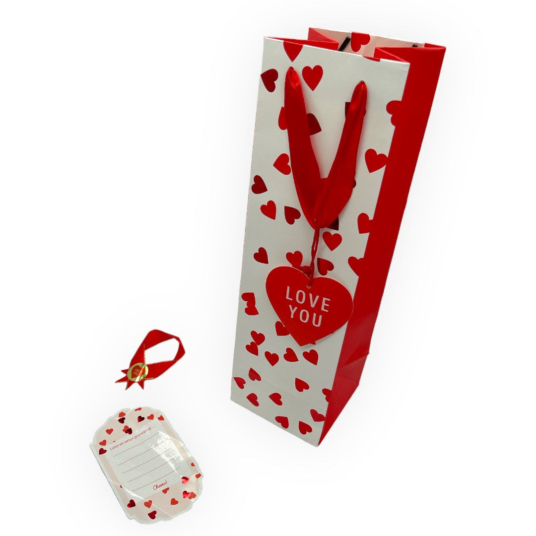 Verpakking Wijnfles Hartjes - Uitdrukking van Liefde met Stijlvolle Sticker