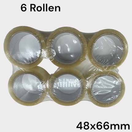 Verpakkingstape, zes rollen van 48 mm x 66 meter