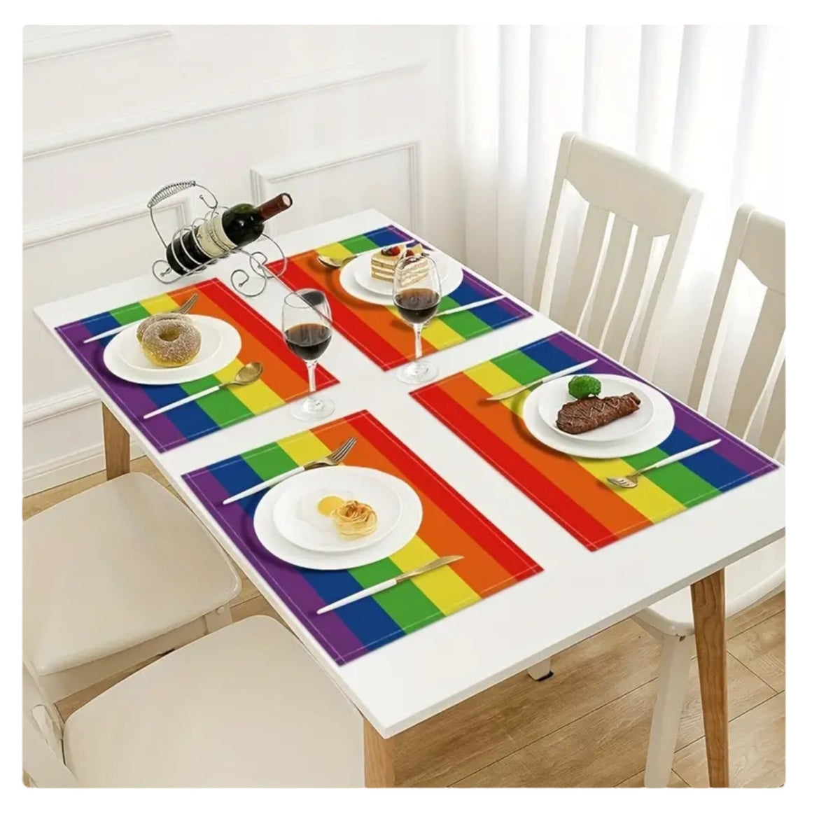 Regenbogen-Tischsets 32 x 42 cm - Farbenfrohe Tischsets